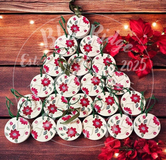 Blue Ridge China Style "Poinsettia" Christmas Ornaments