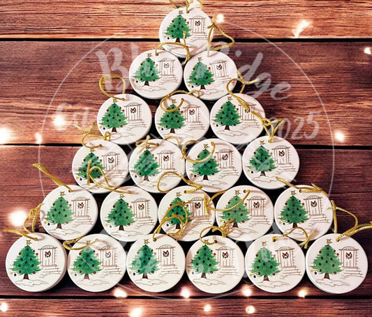 Blue Ridge China Style "Christmas Door" Christmas Ornaments